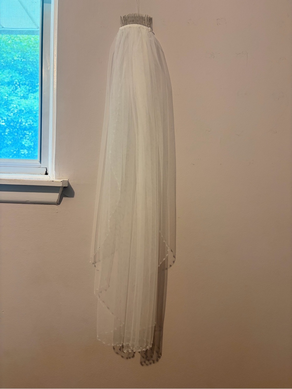 Classic White Bridal Veil with Comb